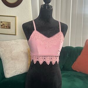 Mudd Pink Lace Trim Crop Top